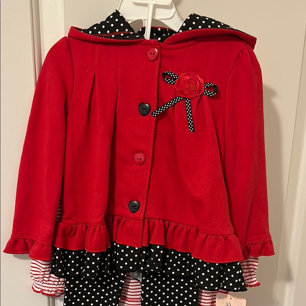 24MRed Polka Dot/Striped Kids 3 piece set NWT